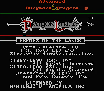Advanced Dungeons & Dragons - Heroes of the Lance (Japan) screen shot title